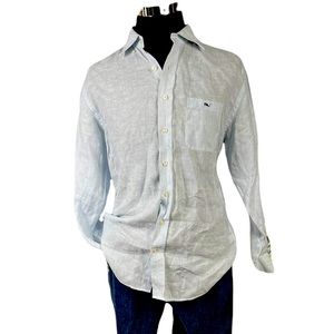 VINEYARD VINES Mens 100% Linen Button Front Shirt Tucker Whale SZ M